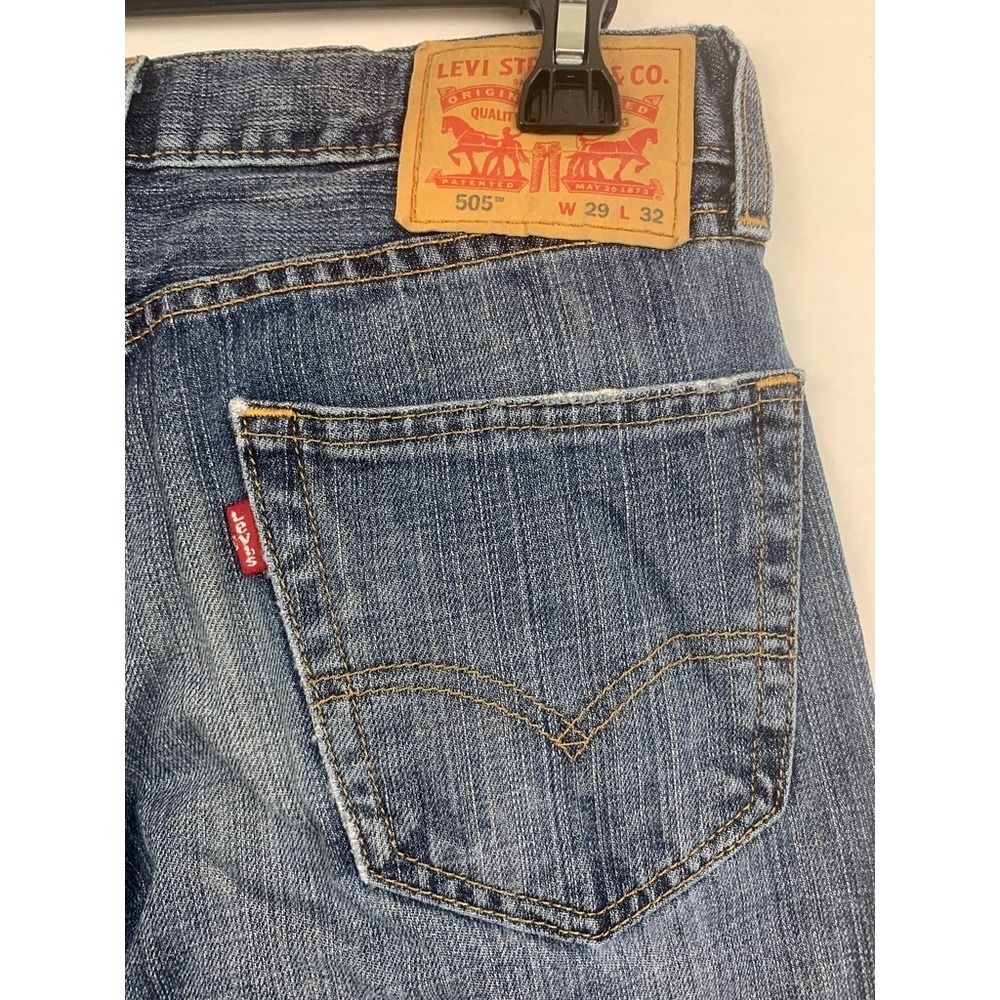 Levis 505 Jeans Mens 29x32 Blue Denim Straight Leg Regular Zipper Fly - Picture 9 of 10